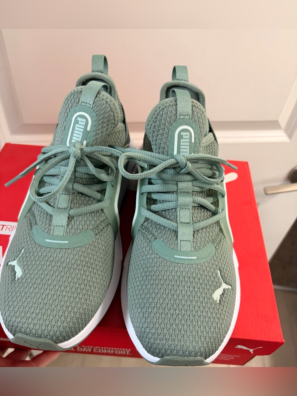 Puma Mint Green Knit Lace-Up Sneakers
